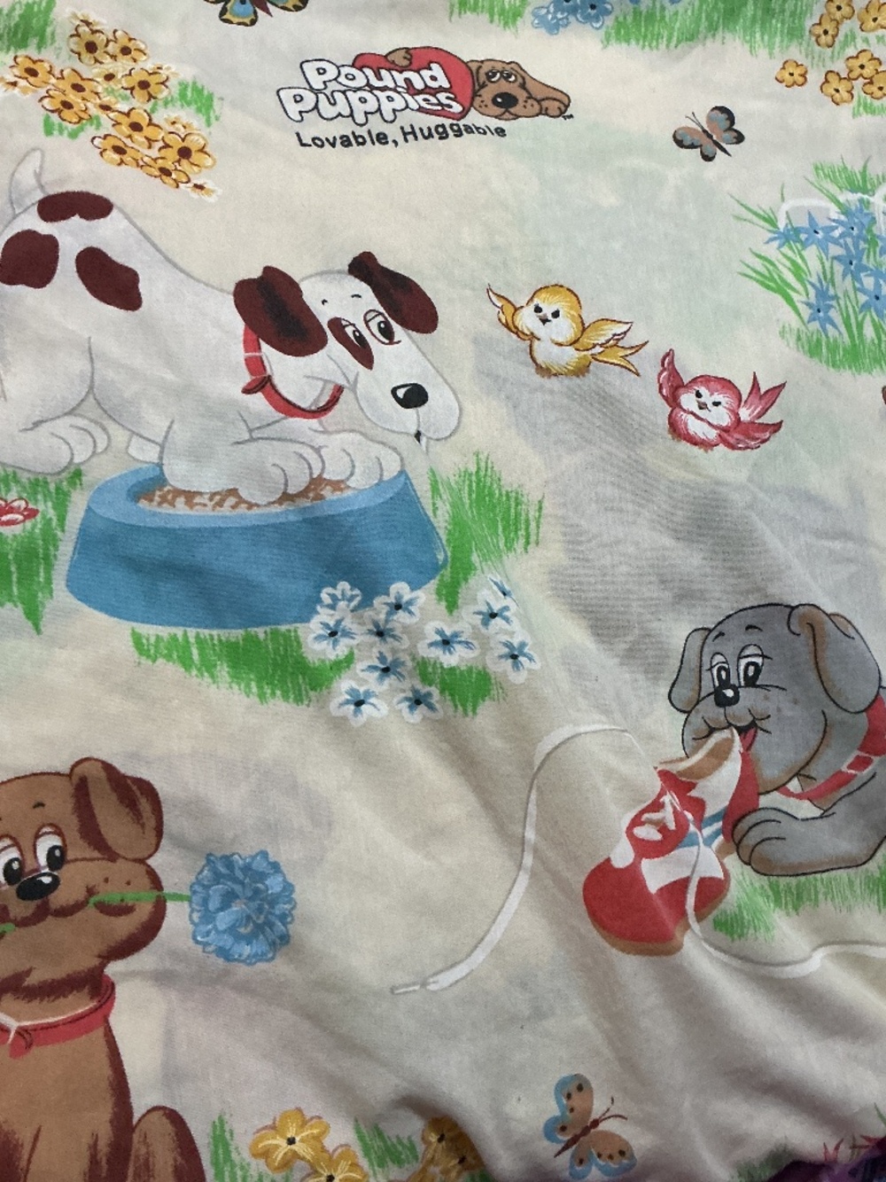 Vintage Tonka Pound Puppies Twin Flat Sheet 1985 Cartoons